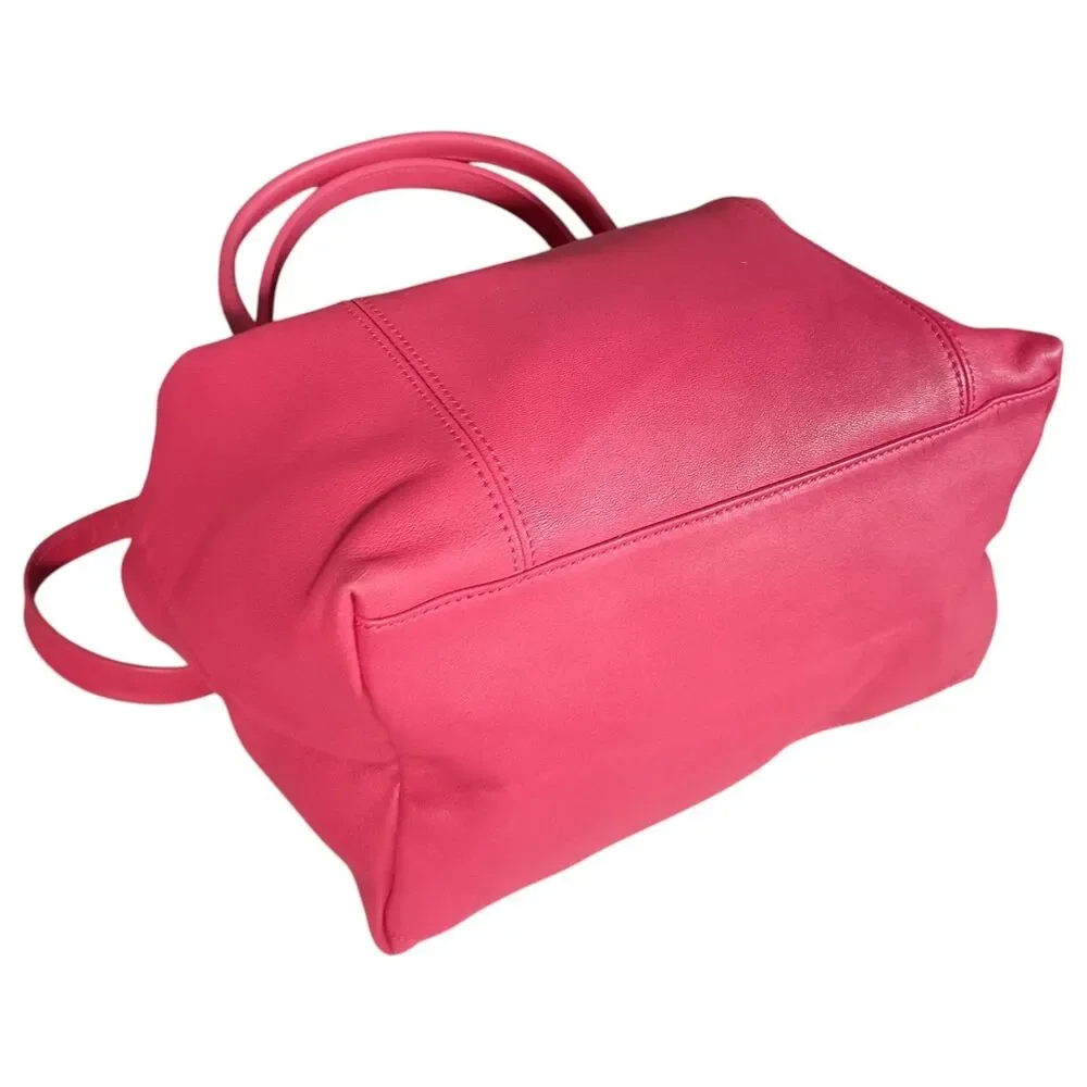 Longchamp Le Pliage Cuir 2-Way Leather Tote Shoulder Bag Pink - Picture 11 of 16